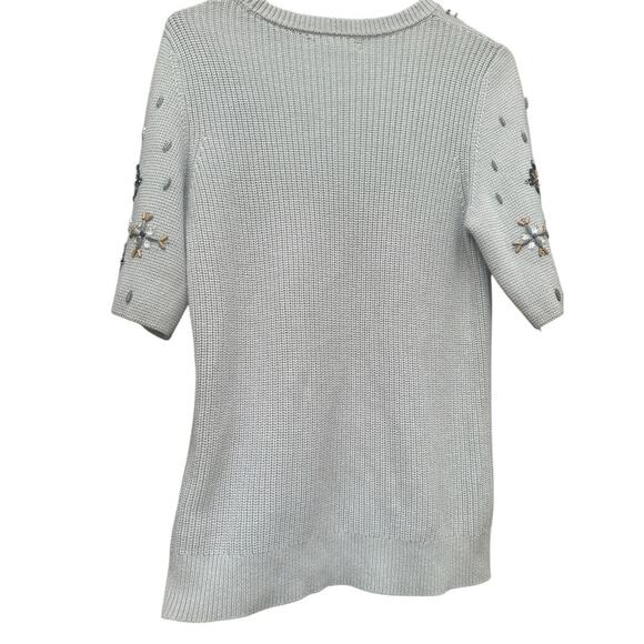 Banana Republic Womens Grey Knit Top w/ Jeweled Details Size M - Picture 3 of 7